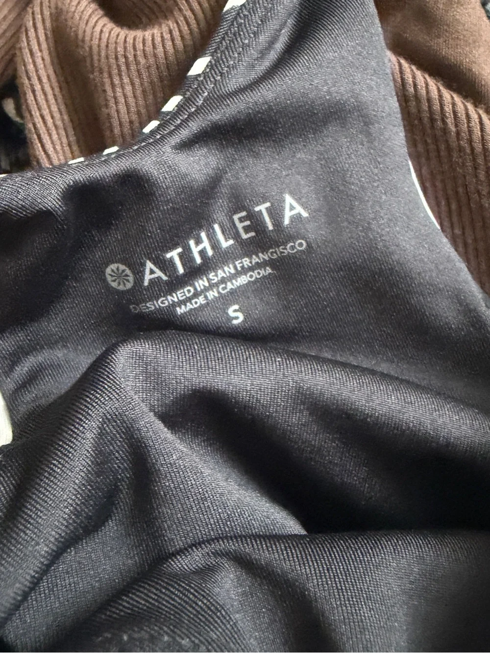 NWT Athleta SMALL A-C Conscious Crop Printed Bikini Top in striped print